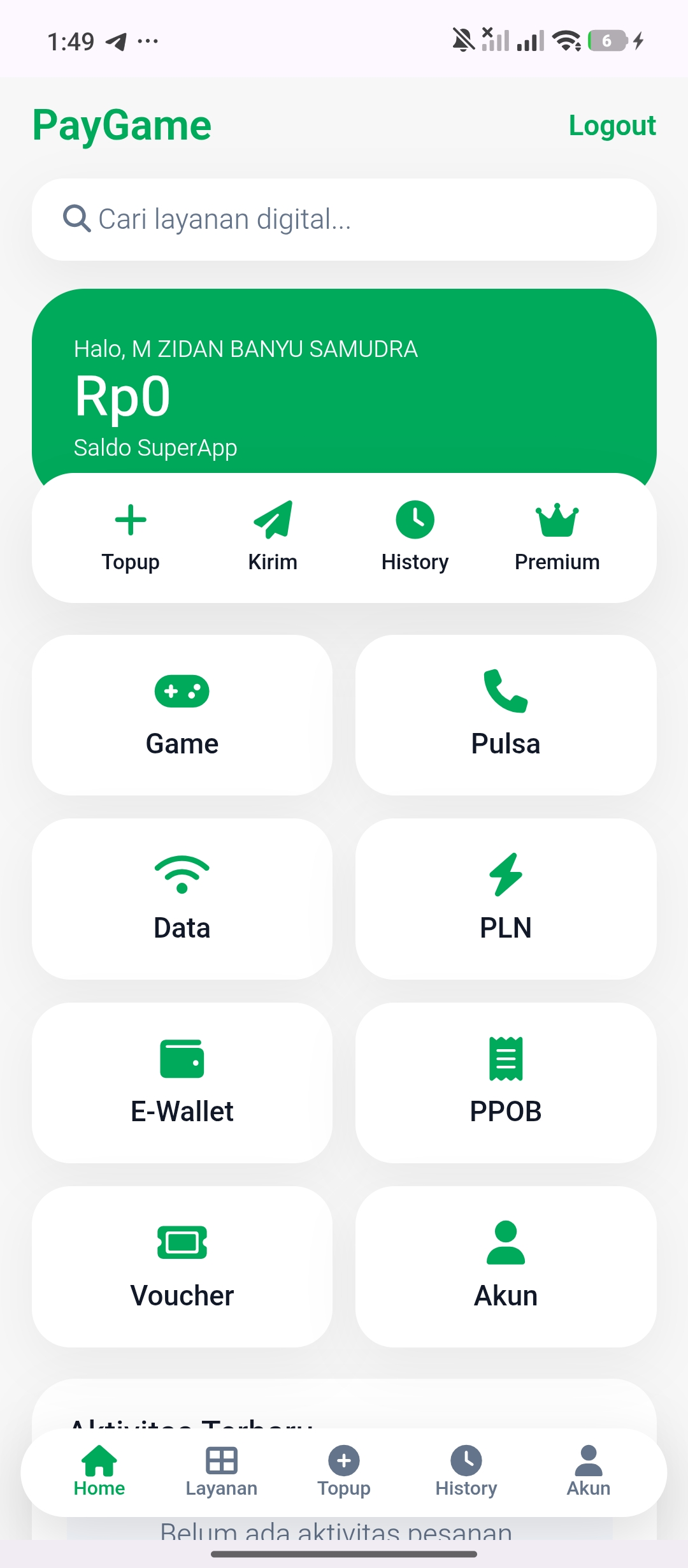 Website TopUp Game & PPOB SuperApp V.1.1.0